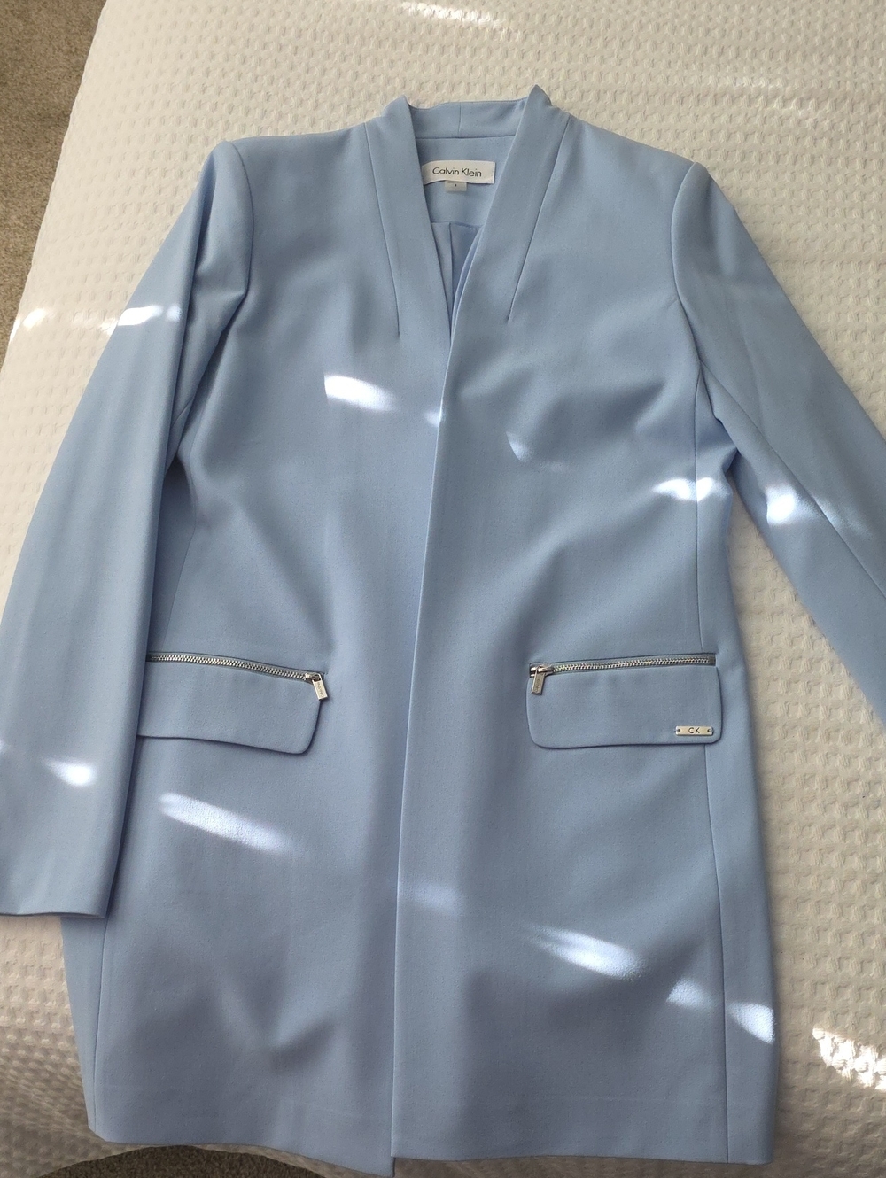 Calvin Klein Women's Light Blue Long Coat Size 8